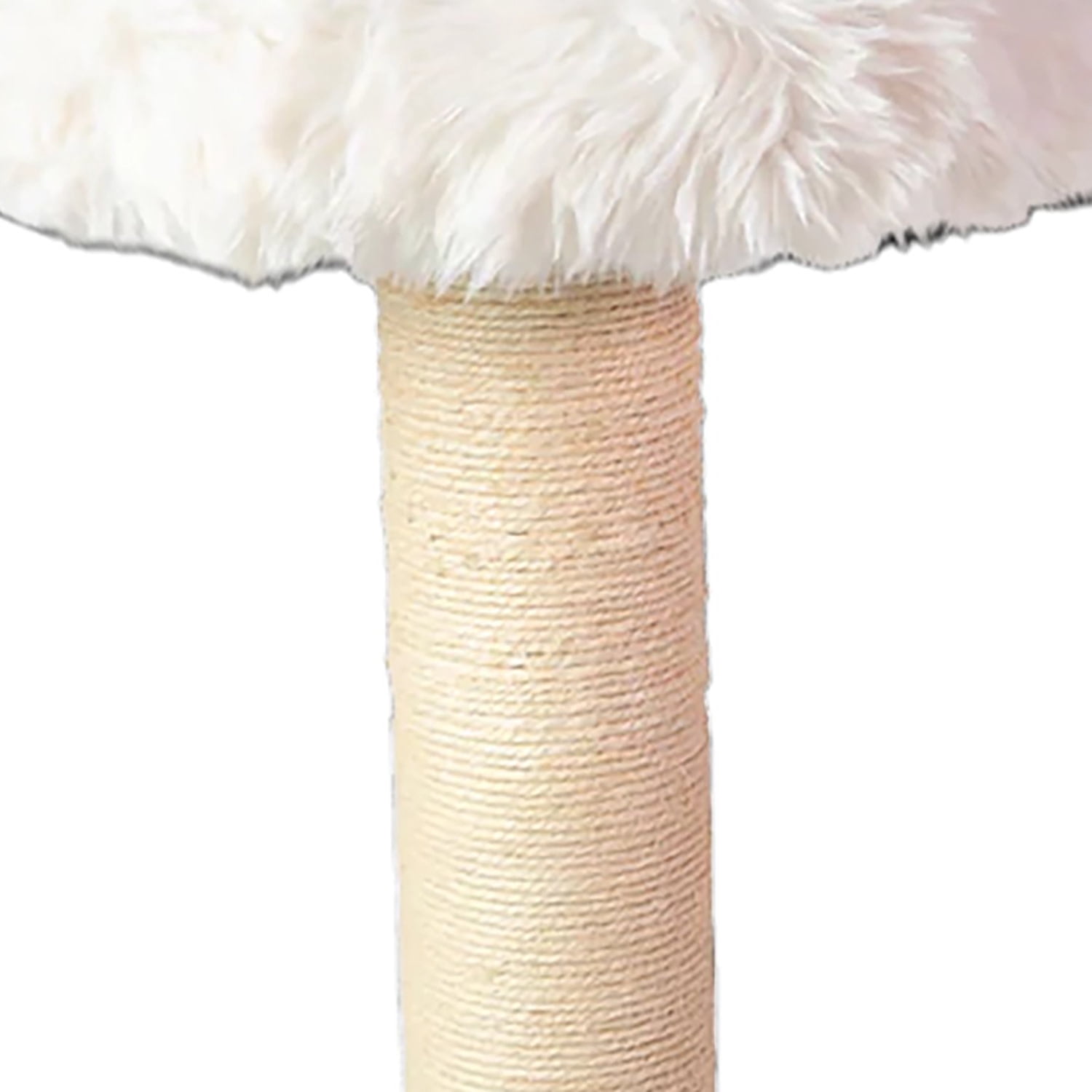 Noba: Classic Cat Tree - Antique White - 1-Level Round Perch, Cozy Faux Fur, Scratchable Rope Post, Climb-Play-Sleep, Animal Pet Lounge, 16 x 24"