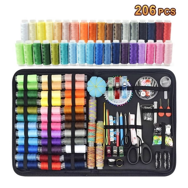 CUITING 206 Pcs Sewing Kit Sewing Kits for Home and Adults Filled with Quality Notions Scissor & Thread - Great Gift