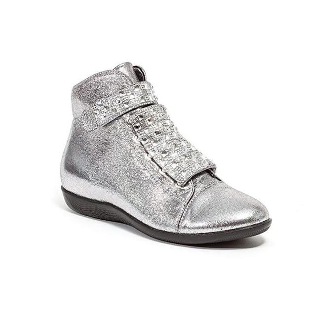 Lady Couture ROCK-PWT-39 0.75 in. Hidden Heel-Bootie with Stones & Elastic Gore, Pewter - Size 39