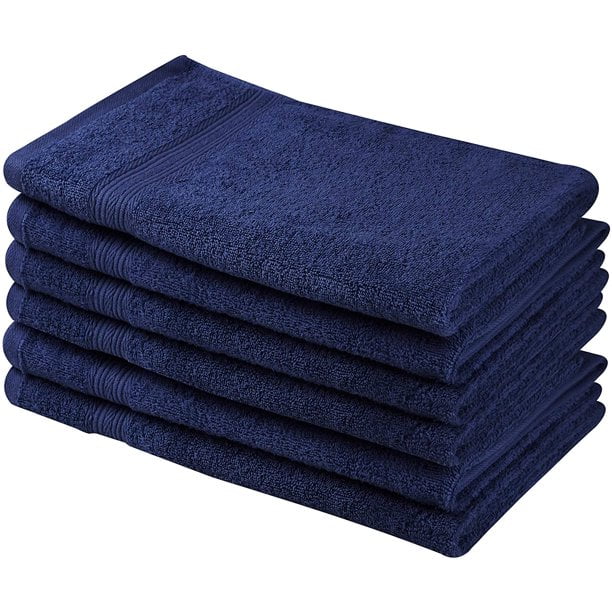 Beauty Threadz Luxury Cotton Hand Towels, Navy Blue(6 Pack)