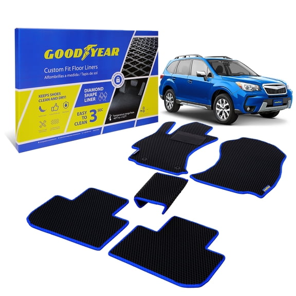 Goodyear All-Weather Car Floor Mats – Custom Fit for Subaru Forester 14-18, 5 Pc. Set, Heavy-Duty Diamond Floor Liners for Cars, SUVs, Trucks–Ultimate Interior Car Accessories for Men&Women- GY007102