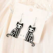 1Pair Halloween Drop Earrings Fashion Acrylic Skull Black Cat Jewelry For Women festival Birthday Gift