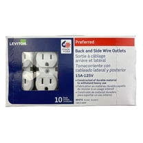 Leviton 15A 125V White Indented Face Duplex Receptacle Outlet 10Pk