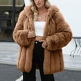 thumbnail image 4 of Women's Faux Fur Coats Fluffy Oversized Long Sleeve Fuzzy Jackets Winter Warm Thick Hooded Coat Thermal Open Front Shaggy Parka, 4 of 6