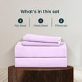thumbnail image 4 of 1000 Thread Count 100% Egyptian Cotton 4-Piece Bed Sheet Set (1 Flat, 1 Fitted Sheet, 2 Pillow Covers) 24 Inches Deep Pocket Size Full Color Lavender Solid, 4 of 6