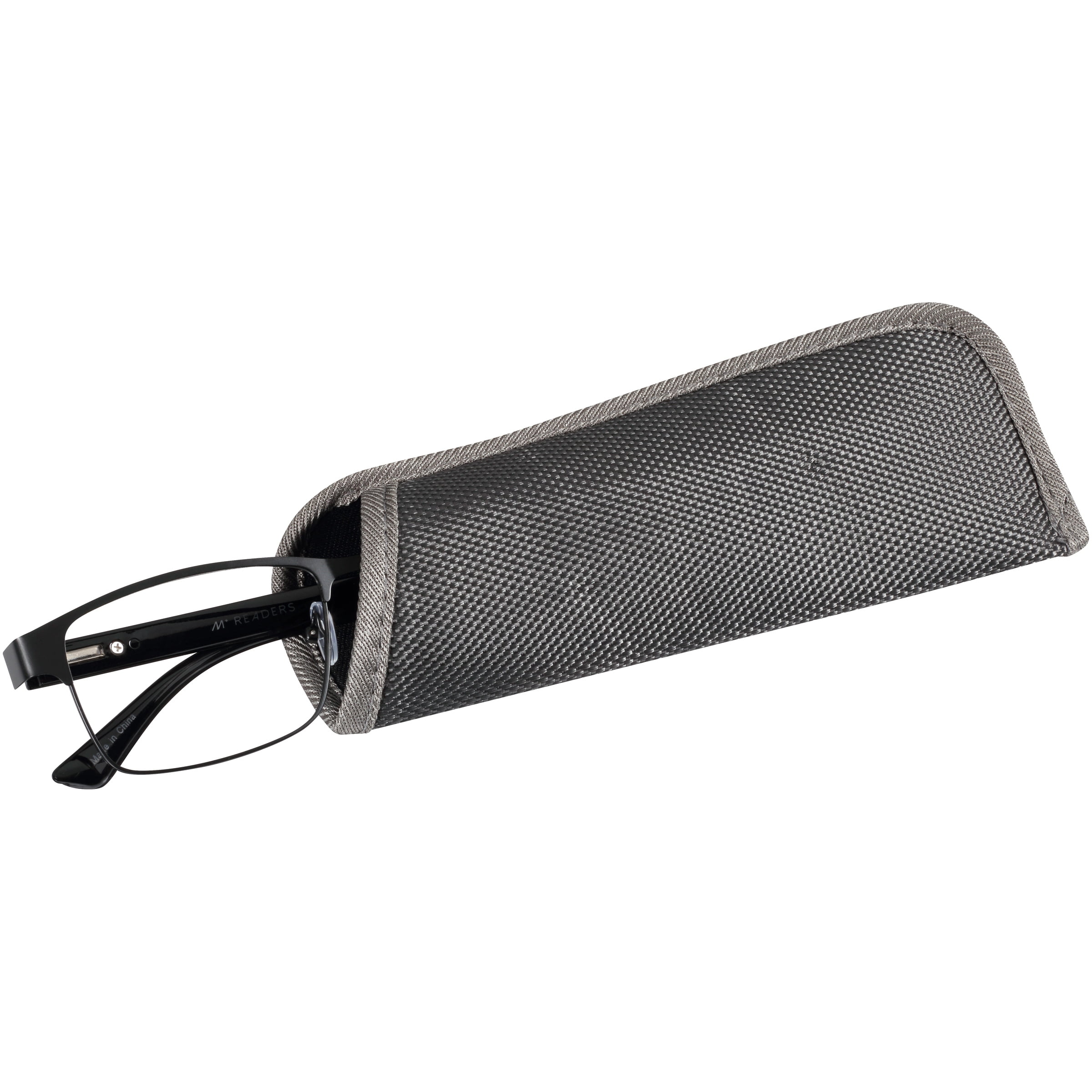 M Readers Men's Ash +1.00 Rectangle Reading Glasses with Case, Black Matte