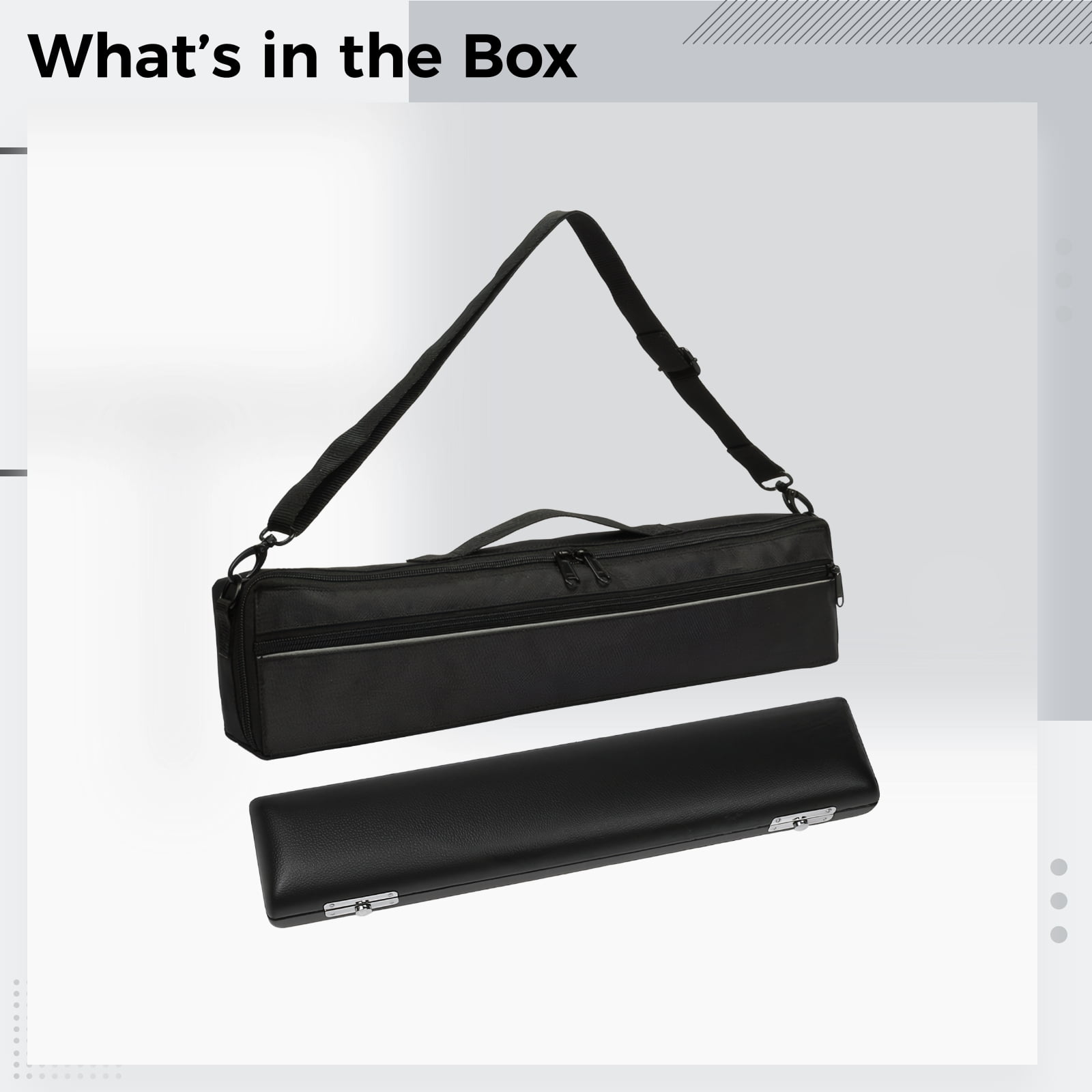 Flute Case Carrying Bag, PU Leather Flute Box with Wood Structure,16-Hole Flute Bag, Lightweight, with Adjustable Shoulder Strap and Handle, Long-lasting and Protective Storage