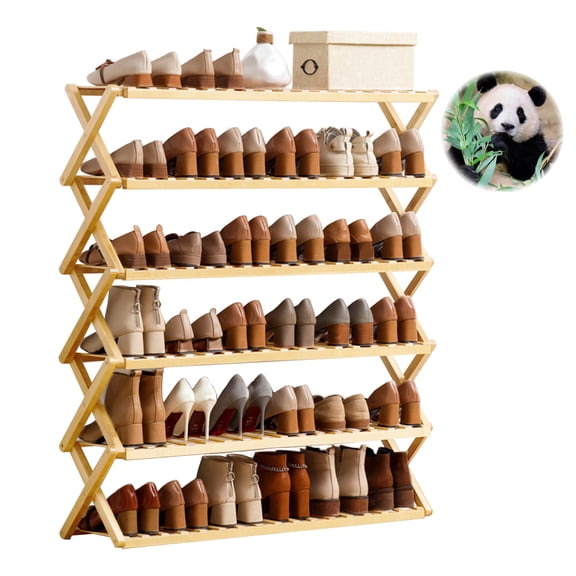 Zapatera Organizador de Bambú forma de x 6 Niveles para Almacenamiento de Zapatos
