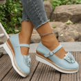 thumbnail image 4 of Slip on Shoes for Women Flower Neck Belt Buckle Hollow Wedge Heel Sandals, 4 of 9