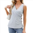 thumbnail image 3 of Camisetas Sin Mangas de Verano para Mujer, Informales, con Bordado de Ojales, Cómodas, con Diseño de Botones, Corte Entallado, Básicas. Gris M, 3 of 10