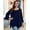 NavyBlue, variant on LATWIIV Womens Round Neck 3/4 Sleeve Tops Basic Button T-Shirts Solid Loose Cute Tunic Tee Blouses Fit Pullover A-SteelBlue32 3X
