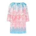 thumbnail image 6 of Shirts for Women 3/4 Sleeve Round Neck Gradient Plus Size Solid Color T-shirt Home Casual Top Multicolor XXXXXL, 6 of 6