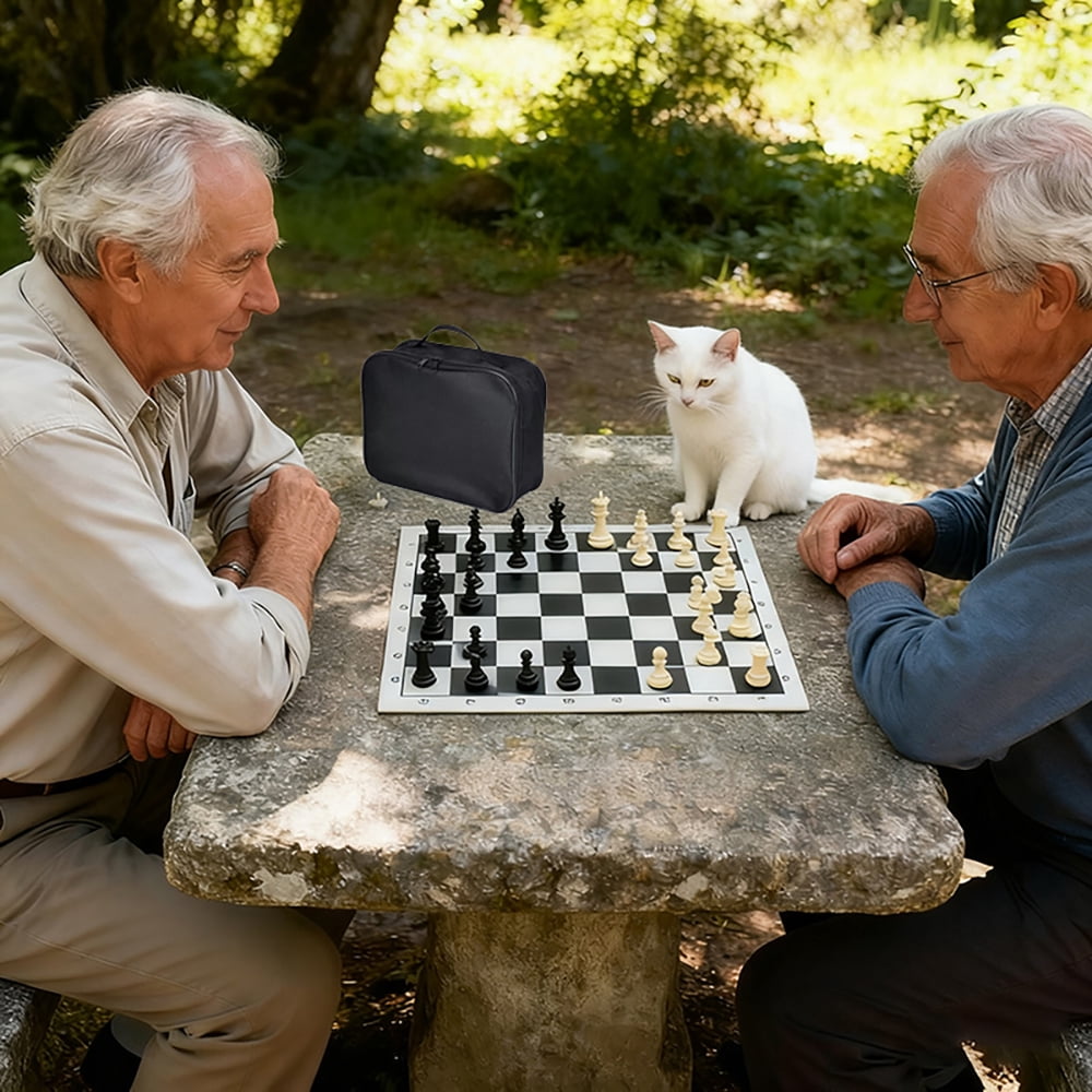 DGZEOLOO Large Portable Chess Set with Storage Bag, Weighted Pieces, for Teens (14+) & Adults, Training & Tournament Use