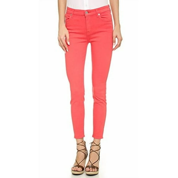 7 For All Mankind Women's High-Waist Ankle Jean, Coral, 25
