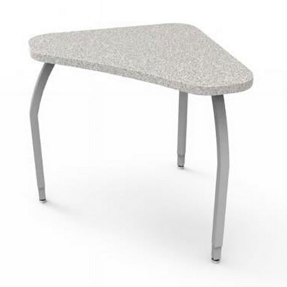 Elo Connect 4 Desk, Grey Nebula Laminate & Banding with 3 Adjustable Smooth Silver Legs - 26-31 x 36 x 24 in.