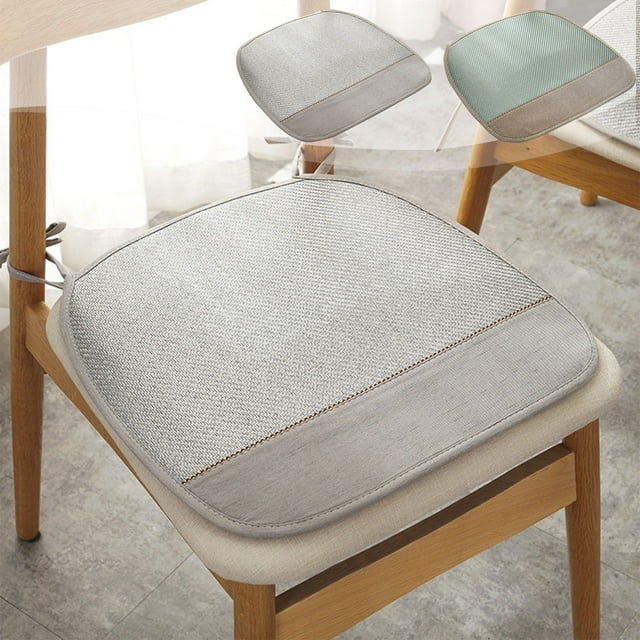 Cojín de asiento para sillas de oficina y hogar | Acolchado antideslizante para ralizas de hielo frío | Moderno color sólido verde o gris | Lavable a máquina | 17x17 pulgadas | Correas atadas | Uso