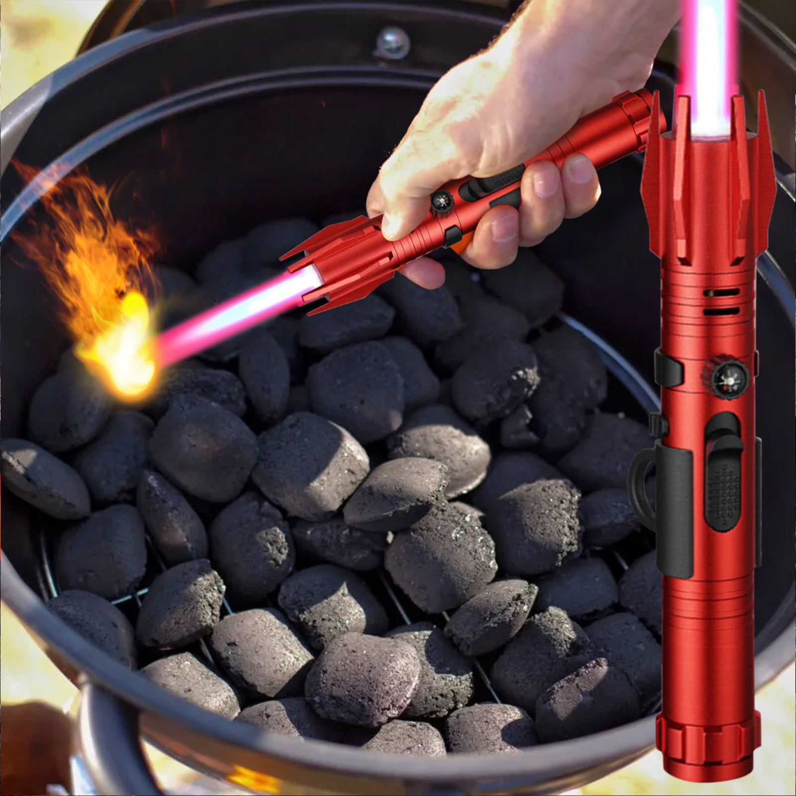 YUNAFFT Torch Lighter, Bright Fire Lighter with Safety Lock and Adjustable Flame, Refillable Butane Gas Windproof Jet Flame Cool Lighters, for Candles Campfires BBQ Baking, Camping, Gift