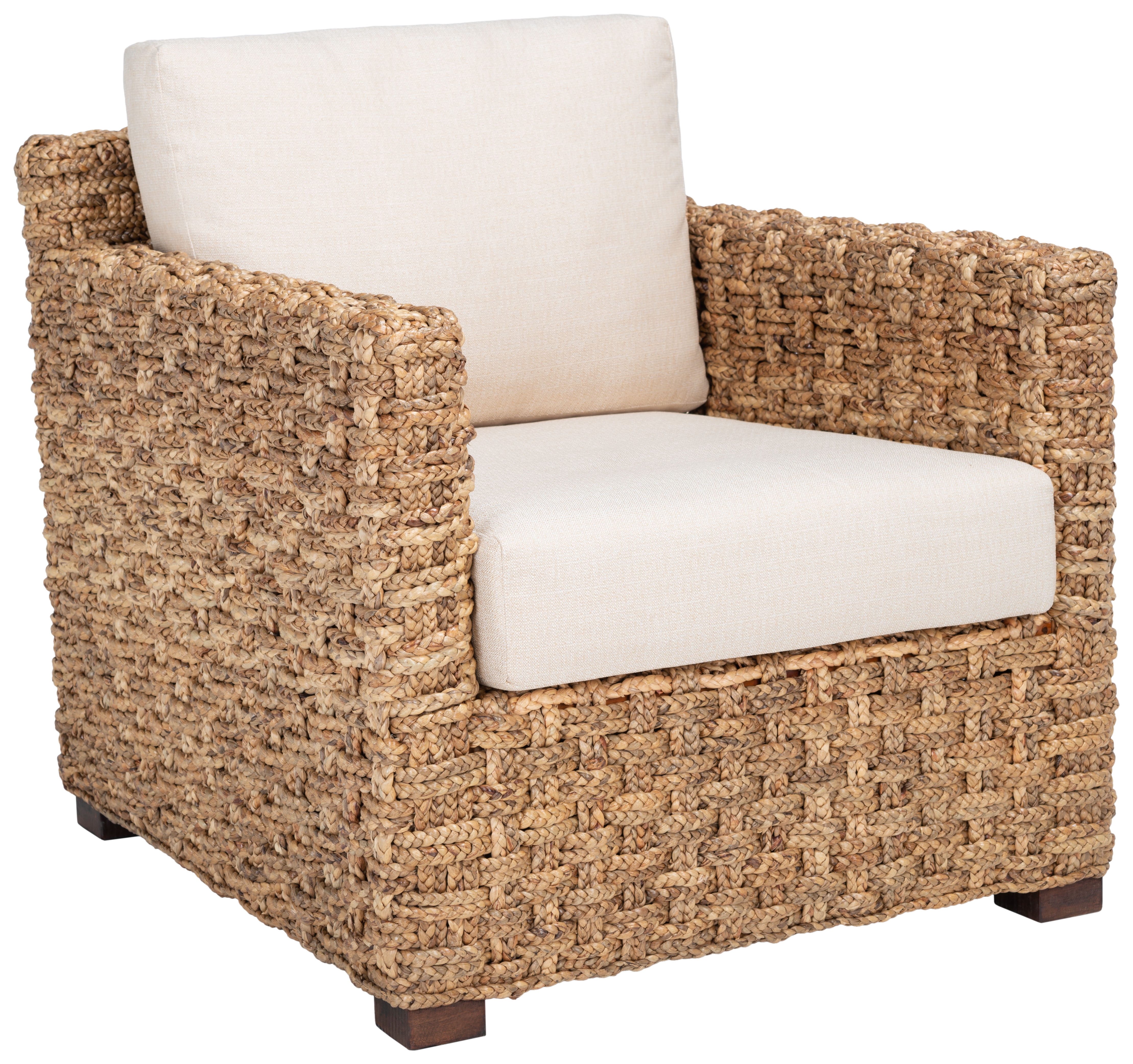 Safavieh Couture Gregory Water Hyacinth Mid-Century Accent Chair, Natural/Beige