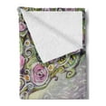 thumbnail image 2 of Tree of Life Soft Flannel Fleece Throw Blanket, Blossom Plant Illustration Paint Style Spring Love Universe Concept, Cozy Plush for Indoor and Outdoor Use, 60" x 80", Purple Pink Green, by Ambesonne, 2 of 5