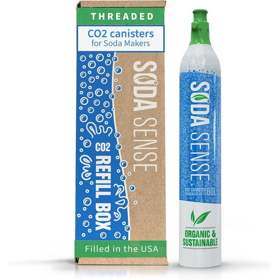 Soda Sense 60L Threaded CO2 1 Pack Canister Refill, Compatible w/All Threaded 'Screw-In' Soda Makers Including SodaStream [Excludes ART, TERRA & DUO]