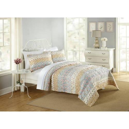 Better Homes and Gardens Ruched Banded Floral King Quilt