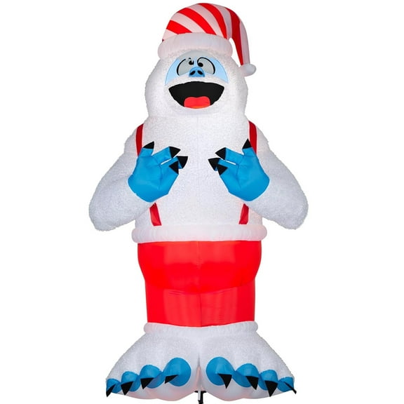 Giant Fuzzy Plush Bumble in Suspenders Christmas Inflatable 11FT X 5.7FT