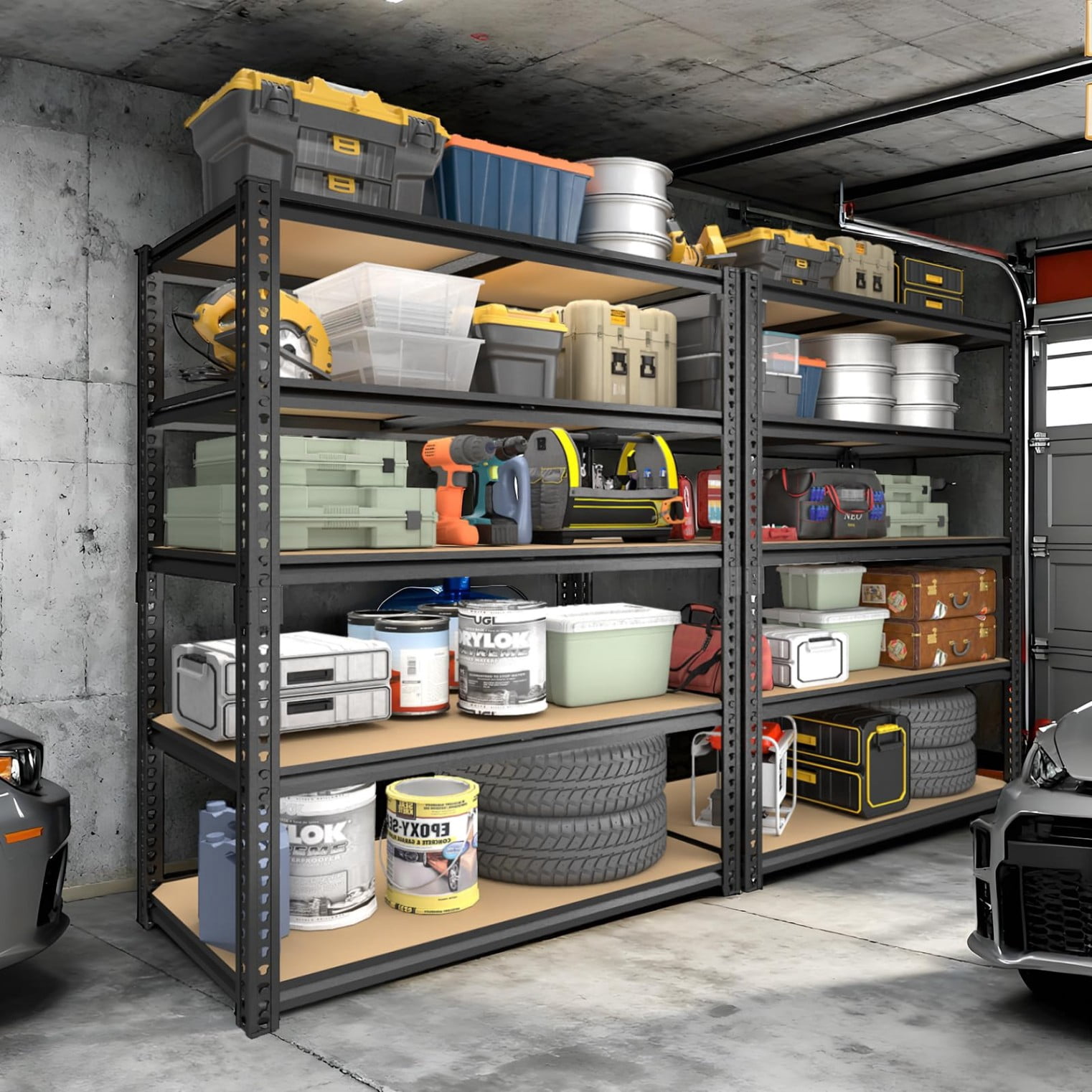 Heavy Duty 5-Tier Extra Wide Metal Storage Shelving Unit, 2400 lbs Capacity Garage Rack, 72"H x 40"W x 20"D