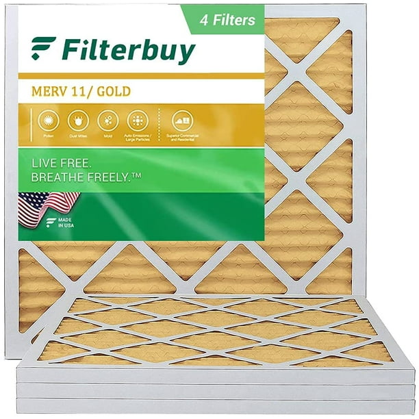 Filterbuy 20x20x1 MERV 11 Pleated HVAC AC Furnace Air Filters (4Pack
