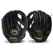 Franklin Sports Field Master Baseball + Softball Glove, 11 in, Black/Gold, Left Hand Throw