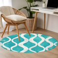 thumbnail image 4 of Round Rugs 4Ft, Teal Wave Round Area Rug Washable Indoor Throw Carpet, Modern Abstract Art Farmhouse Soft Non Slip Circle Rug for Kitchen Nursery Room Home Decor Aesthetic, 4 of 8