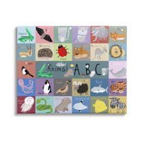 Stupell Industries Various Animal Alphabet Learning Graphic Art Gallery Wrapped Canvas Print Wall Art, Design by Carla Daly