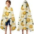 thumbnail image 3 of Yellow Lemon Fruit Slices White Pattern Hooded Bath Towel，60"x35" for Ages 3 To 12 Kids, Quick Dry Lightweight Soft Microfiber Hood Beach Towel Cover Up for Kids, 3 of 7