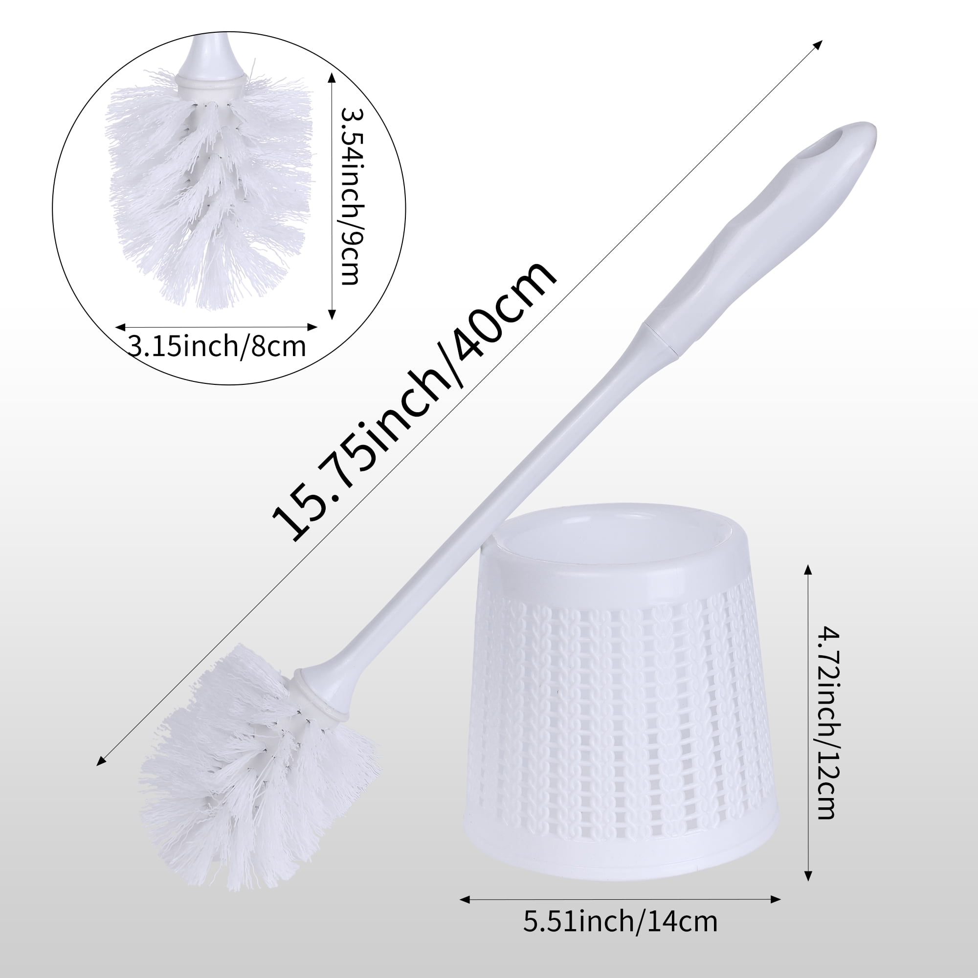 REGALWOVEN Toilet Brush Wall Mount Long Handle Flexible Brush Head Brush Holder Set Bathroom Accessories Ventilation Slots Base White 1 Pack