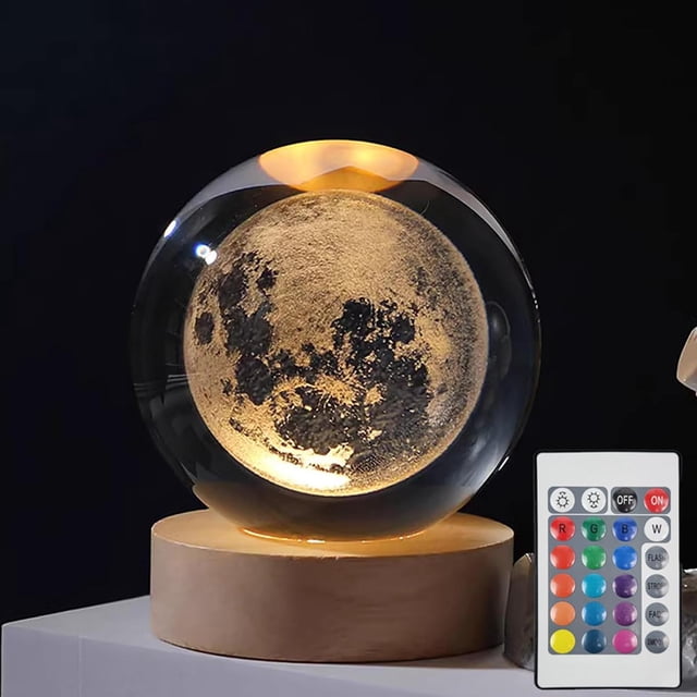 Lámpara de Planetas 3D Luz Nocturna LED Luna con Cambio de Colores y Control Remoto