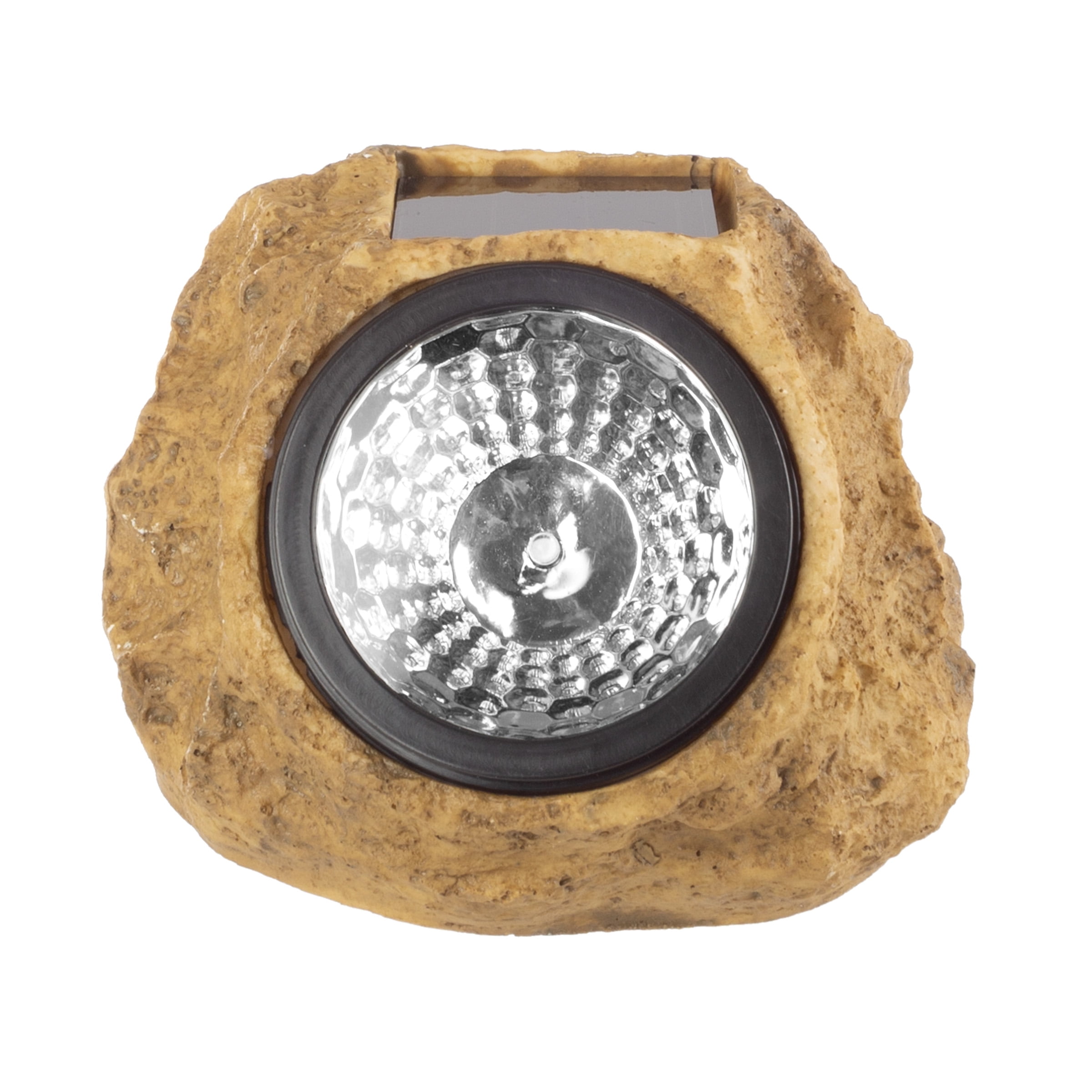 Pure Garden 4-Pack of Solar Lights - Faux-Rock Outdoor Lighting, Brown