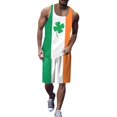 thumbnail image 1 of VBARHMQRT Fleece Footie Pajamas Baby Boy Mens St. Pat's Day Casual Printed Round Neck Pullover Vest Drawstring Shorts Set Two Piece Set, 1 of 6