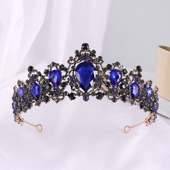 Zhuge Tiara de boda para novia, diadema de princesa, corona nupcial, joyería para el cabello con diamantes de imitación de cristal, decoración para novia, cumpleaños, graduación, boda (azul)