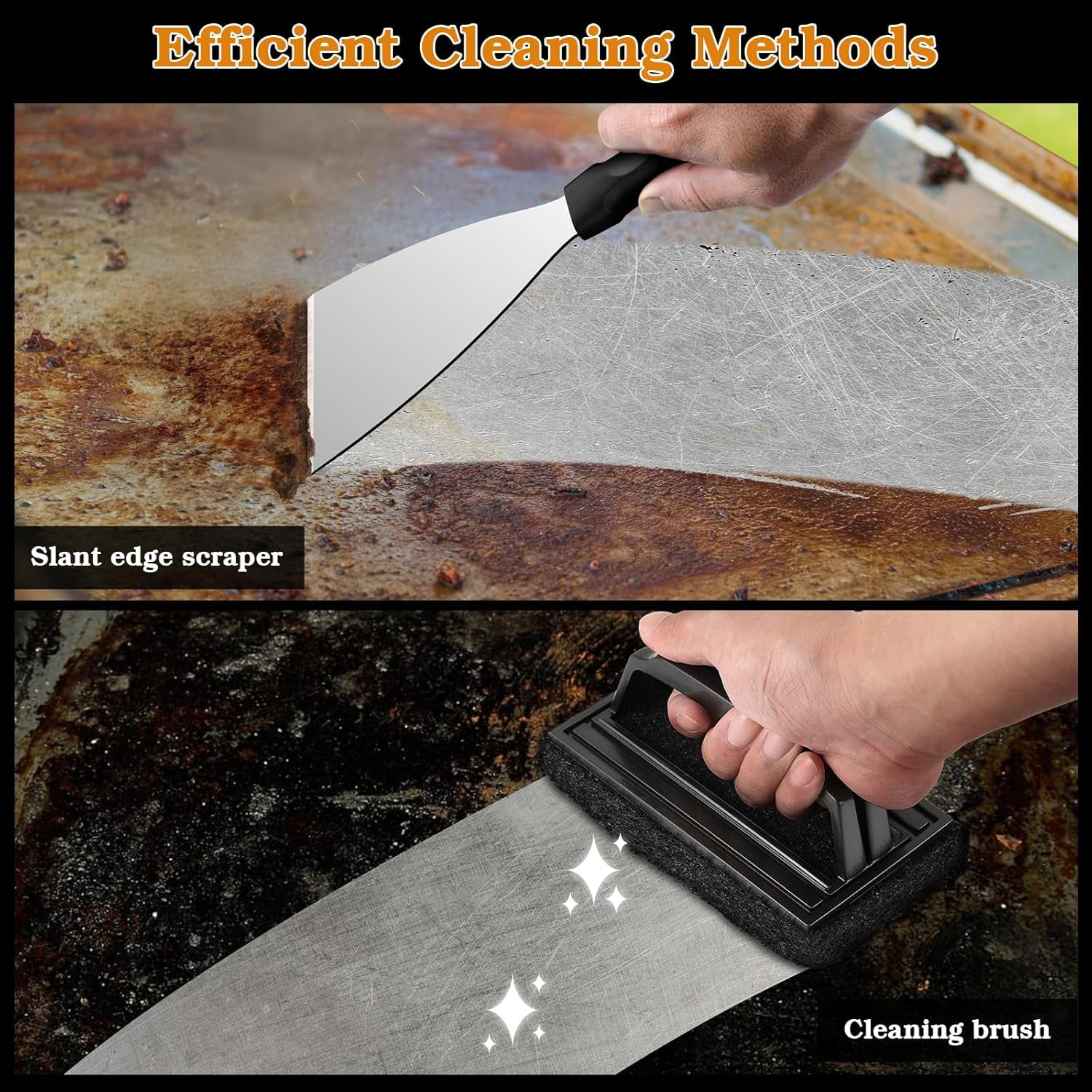 130 Pcs Griddle Accessories Set with Long/Short Spatulas Scraper & Basting Cover, Stainless Steel Grill Cooking Kit for Teppanyaki Camping - Griddle Accessories Kit for Men Women