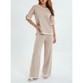thumbnail image 5 of Lamuusaa Women's 2 Piece Casual OutfitsCrew Neck Tops Wide Leg Pants Loungewear Sets Streetwear, 5 of 9