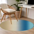 thumbnail image 5 of Gradient Brown Blue Round Living Room Rugs 3.3 ft, Modern Abstract Minimalist Beige Ocean Beach Washable Area Rug with Non-Slip Sturdy Edge Binding Round Front Door Mat Floor Carpet for Entryway, 5 of 9