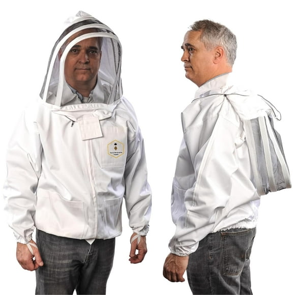 Fournitures d'Apiculture en Forêt, Veste d'Apiculture avec Voile de Clôture – Veste d'Abeille en Coton 100 % Premium pour Apiculteurs Professionnels (Grande)