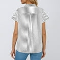 thumbnail image 3 of Ltctricy Button down Shirts for Women Striped Short Sleeve Cotton Linen Dress Shirts Casual Work Tops Collared Office Blouses, 3 of 6
