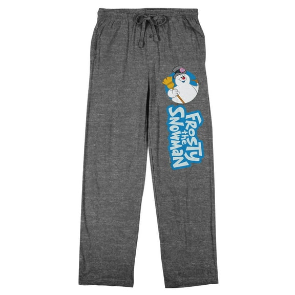 Frosty The Snowman Character Circle & Logo Men's Gray Heather Sleep Pajama Pants-Medium