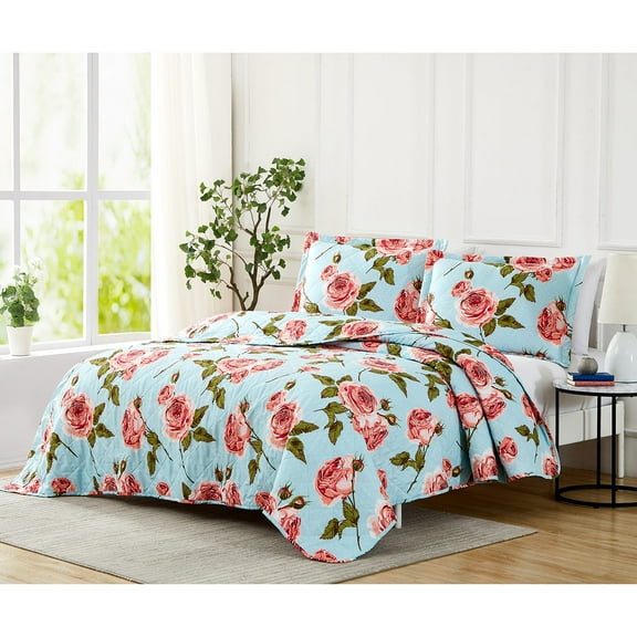 RT Designers Collection Laguna Casey Reversible Quilt Set - 3-Piece - King 106x96", Multicolor