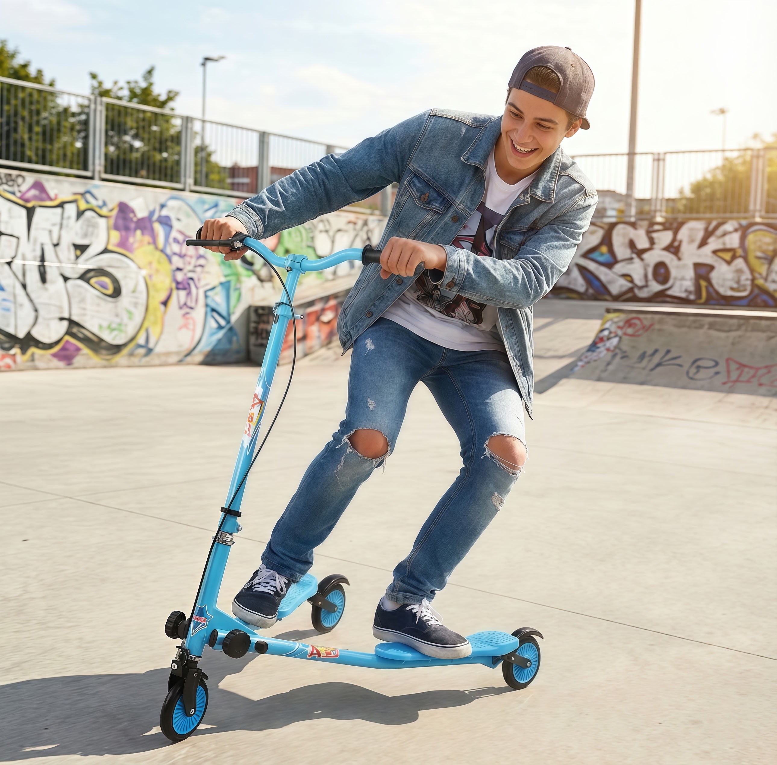 フィンガーウェイツkids ZIFFY Kids Scooter with Hand Brake,Foldable Kick Scooter for Ages