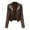 Brown, variant on Women Faux Leather Jackets Vintage Long Sleeve Zip Up Motorcycle Jacket 2024 Trendy Lightweight Collar Cropped Coats Outwear