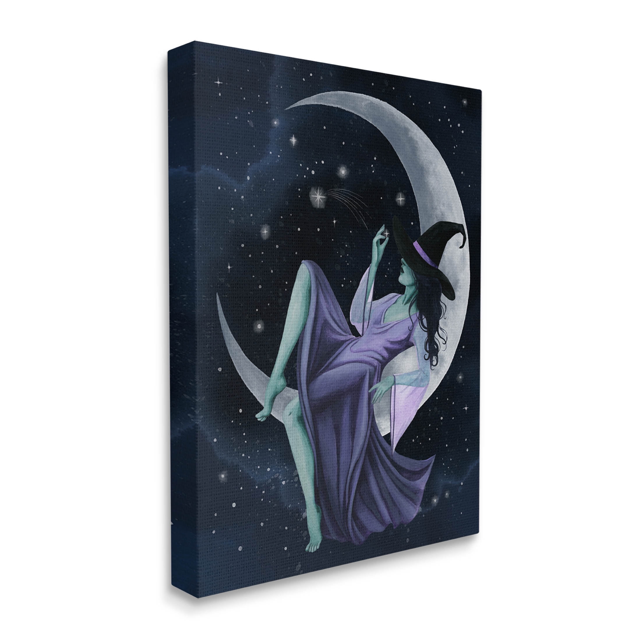 Stupell Industries Witch Relaxing Crescent Moon Painting Gallery Wrapped Canvas Print Wall Art, Design by Grace Popp