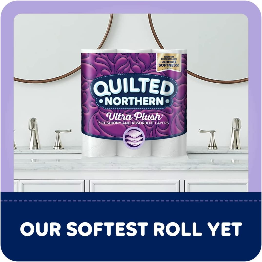 Ultra Plush® Toilet Paper, 18 Mega Rolls = 72 Regular Rolls, 3-Ply Bath Tissue