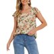 thumbnail image 1 of INSPIRAR CHIC Blusa Floral para Mujeres del Día de San Valentín, Casual de Verano, Cuello Cuadrado, Chiffon, Manga Corta, Camisetas con Volantes L Beige Rosa, 1 of 6