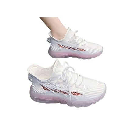 

Lacyhop Womens Sneakers Breathable Athletic Shoes Fitness Workout Running Shoe Gym Fashion Trainers Non-Slip Sport White 4.5